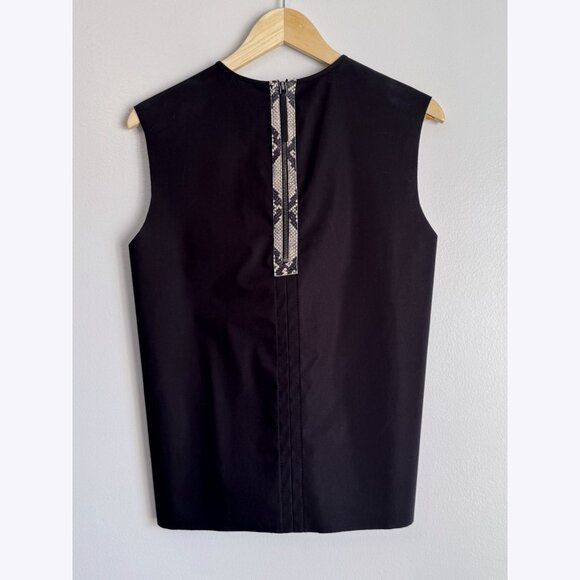 Helmut Lang Womens Black Leather Trim Python Accent Top Size M Quiet Luxury Edgy - Picture 3 of 11